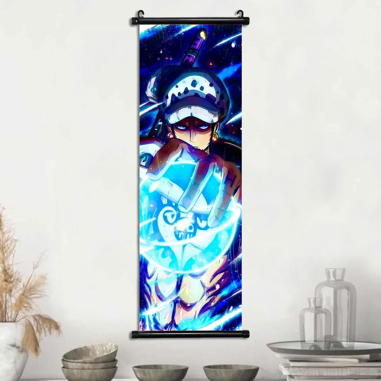 Anime ONE PIECE Poster Scrolls Wall Art, Sanji Roronoa Zoro Luffy Nami Canvas Prints Kids Room Decoration Hanging Scrolls