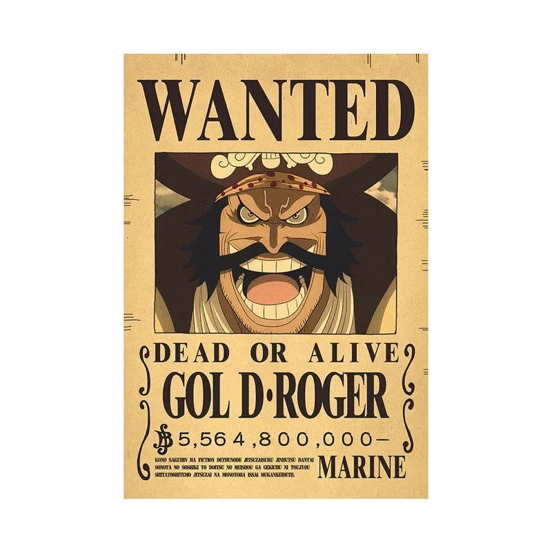 Anime One Piece Gear 5 Luffy Wanted Posters, Kids Bedroom Retro Poster Zoro Living Home Decoration Wall Art Paper Stickers