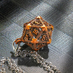 Multicolor Metal Hollow D20 Dice Necklace、Keychain + Mini DND Dice Set