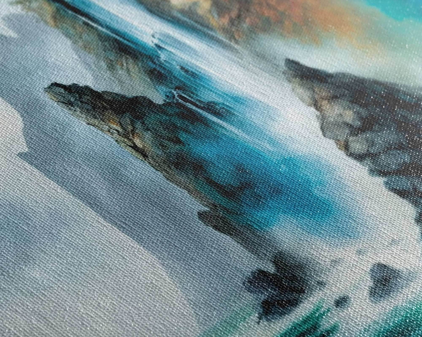Fantasy Waterfall Canvas Print - Panoramic Landscape Painting - Perfect for Living Room and Bedroom Decor - 10x30 Inches / Gallery Wrap Canvas - Ready To Hang