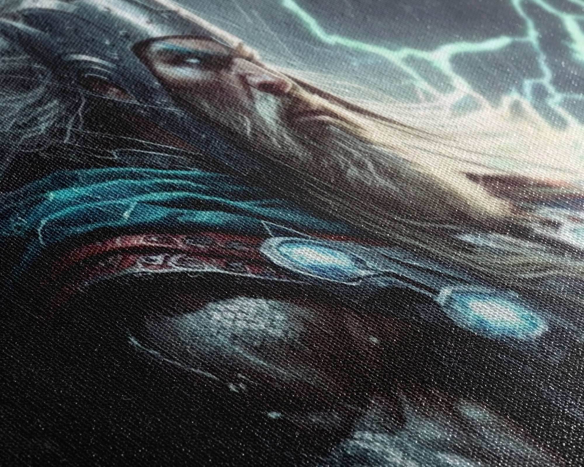 Thor God of Thunder, Framed Canvas Print, Norse Mythology Art, Fantasy Art - 10x20 Inches / Gallery Wrap Canvas - Ready To Hang