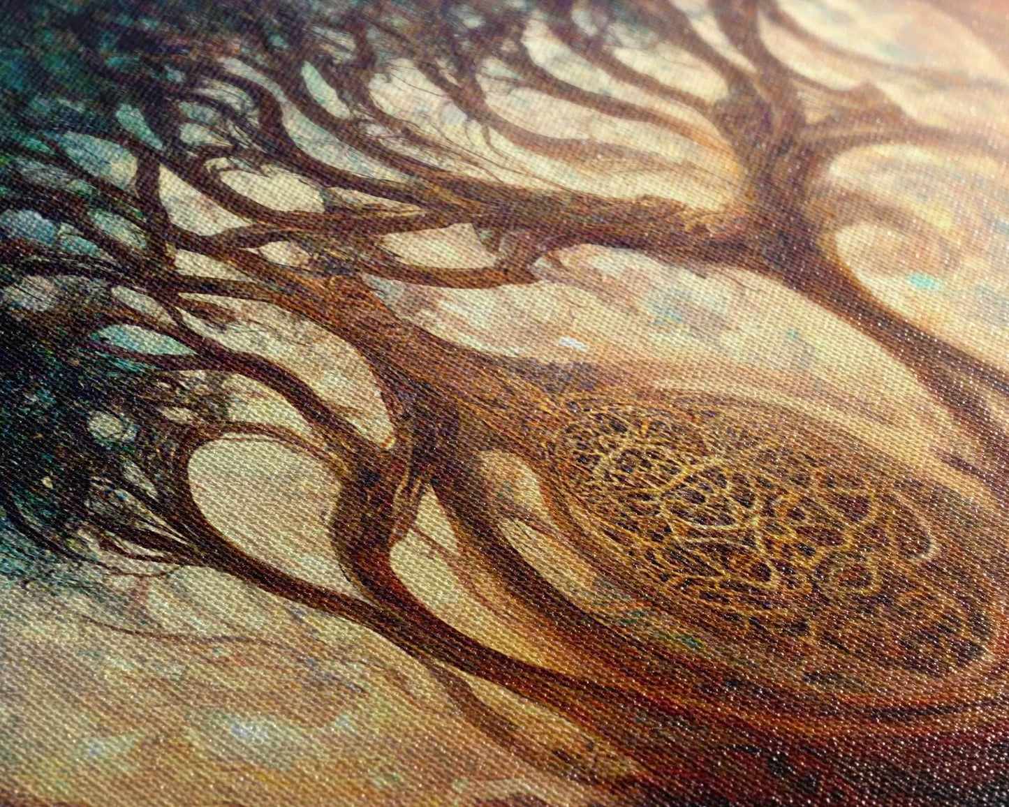 Yggdrasil Tree of Life, Nordic Viking Fantasy Art, Ready To Hang Canvas Print, Cool Living Room Wall Art Decor - 8x12 In. - 3 Pieces / Stretched Canvas