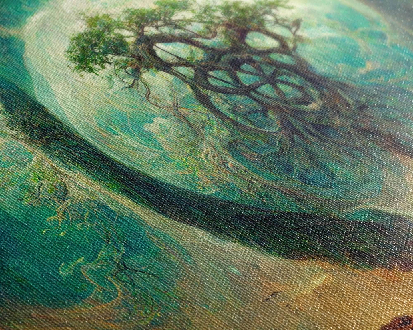 Yggdrasil Tree of Life, Nordic Viking Fantasy Art, Ready To Hang Canvas Print, Cool Living Room Wall Art Decor - 8x12 In. - 3 Pieces / Stretched Canvas