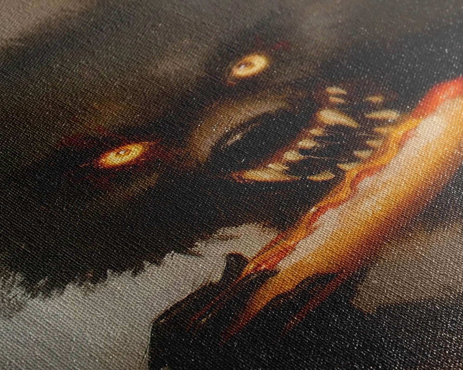 Halloween Werewolf Snarling, Framed Canvas Print, Wall Art, Home Decor, Spooky Art Monster Decor, Halloween Decor, Fantasy Art, Holiday Gift - 8x12 Inches / Gallery Wrap Canvas - Ready To Hang