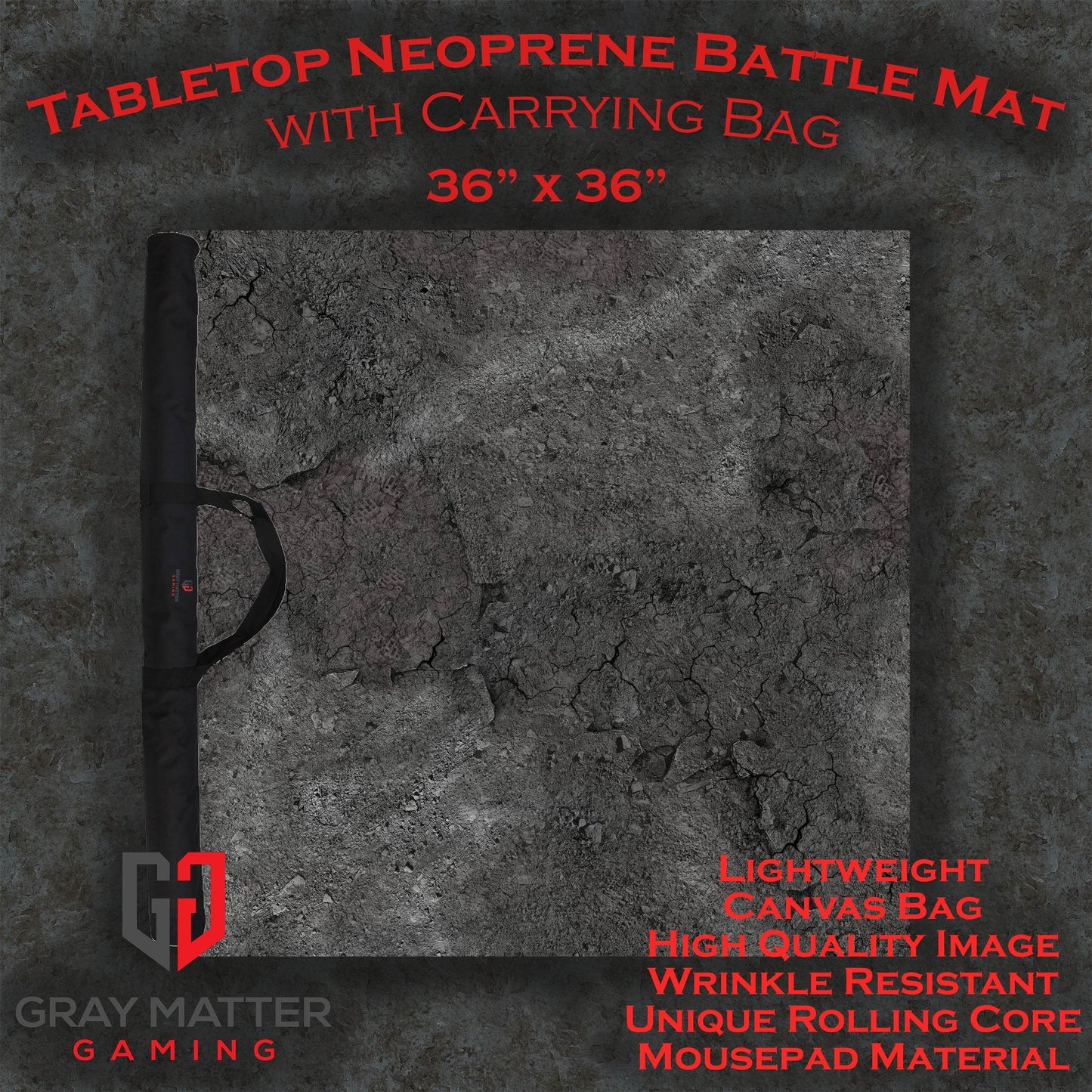 Ashen Wastelands - Neoprene Battle Mat - Warhammer, AoS, 40K, Kill Team, MCP, Shatterpoint, Legion, Deadzone, More - 36x36