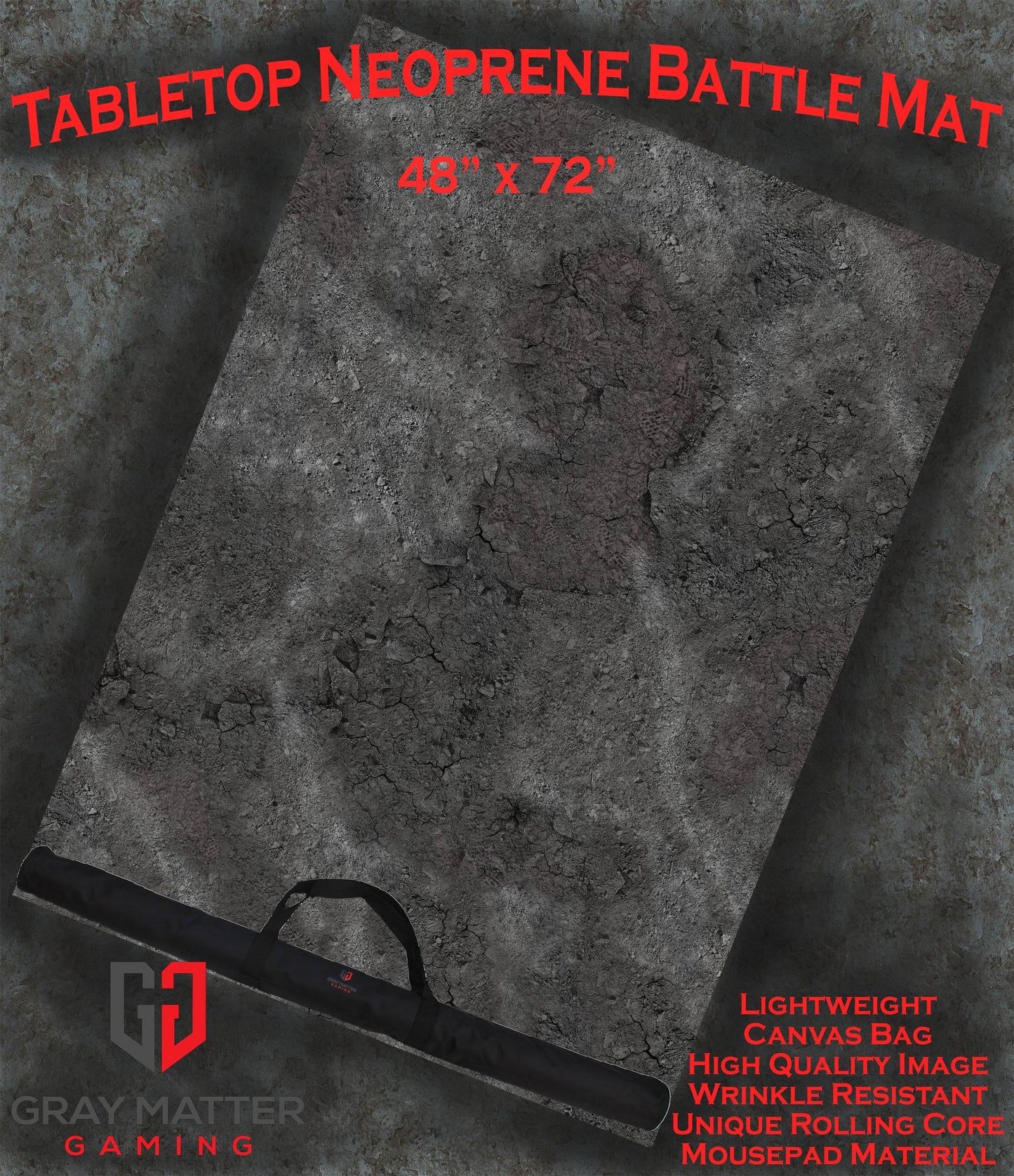 Ashen Wastelands - Neoprene Battle Mat - Warhammer, AoS, 40K, Kill Team, MCP, Shatterpoint, Legion, Deadzone, More - 48x72