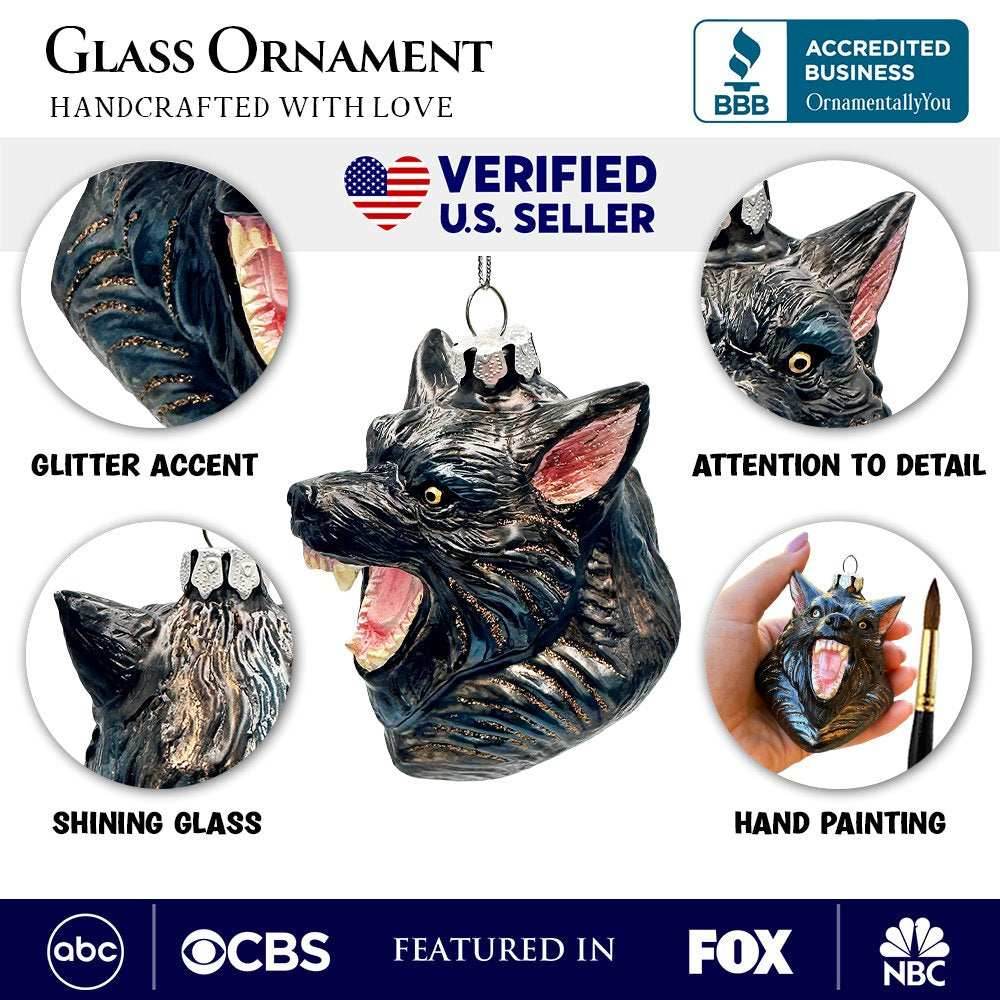 Classic Werewolf Horror Theme Glass Ornament, Vintage Halloween Tree Decoration - 