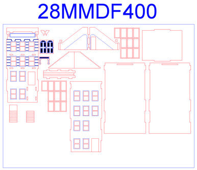 28mm "Brownstone" Row House (MDF) - 28MMDF400