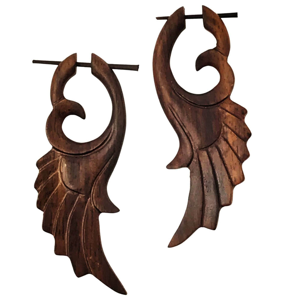 Feather carved gothic earrings - 