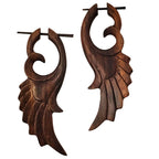 Feather carved gothic earrings - 