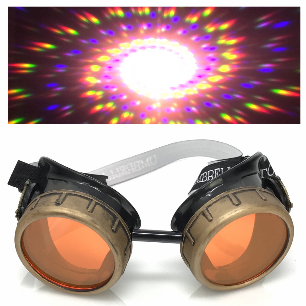 Steampunk Aviator Goggles music festival diffraction lenses