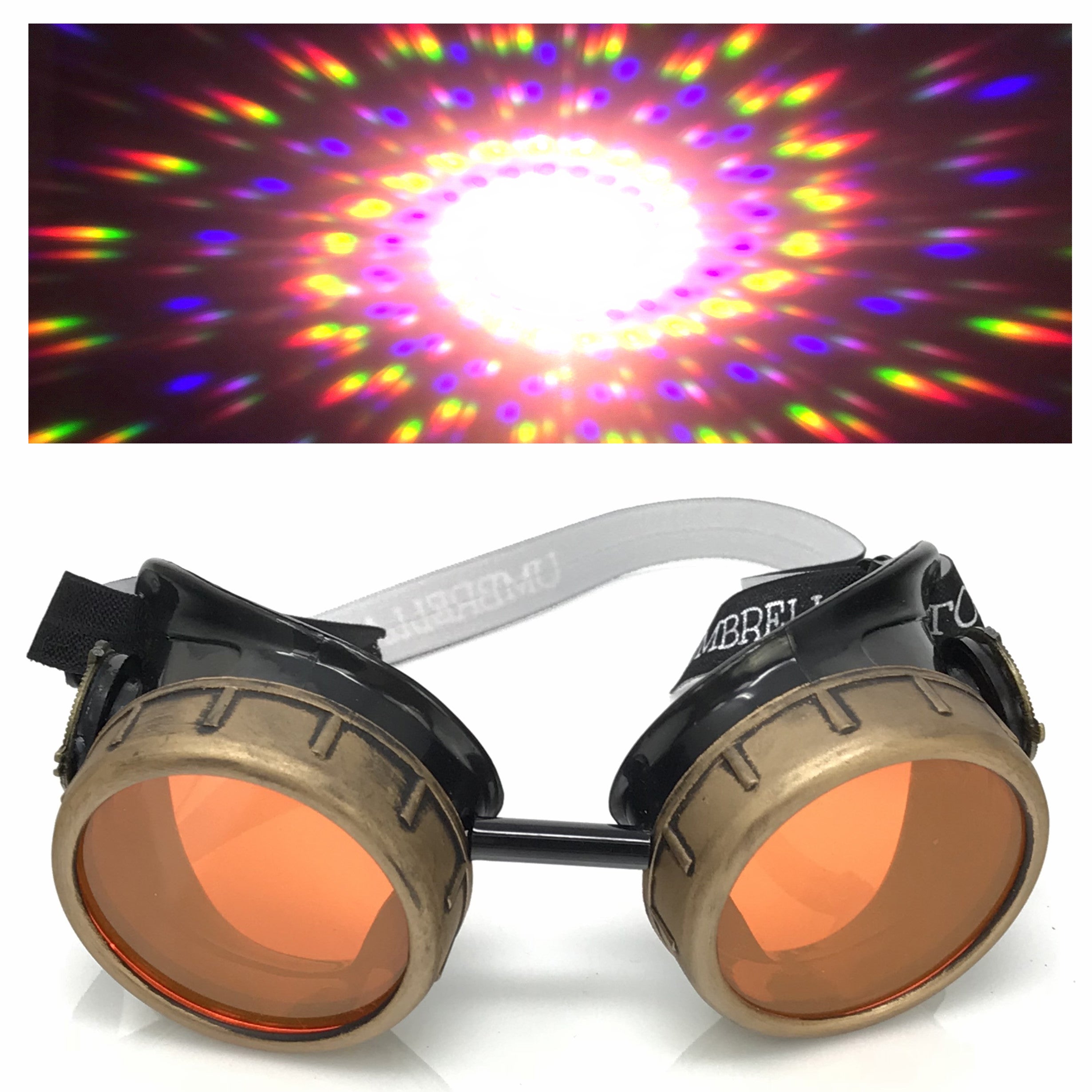 Steampunk Aviator Goggles music festival diffraction lenses