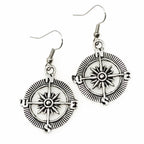 Steampunk compass earrings silver or bronze