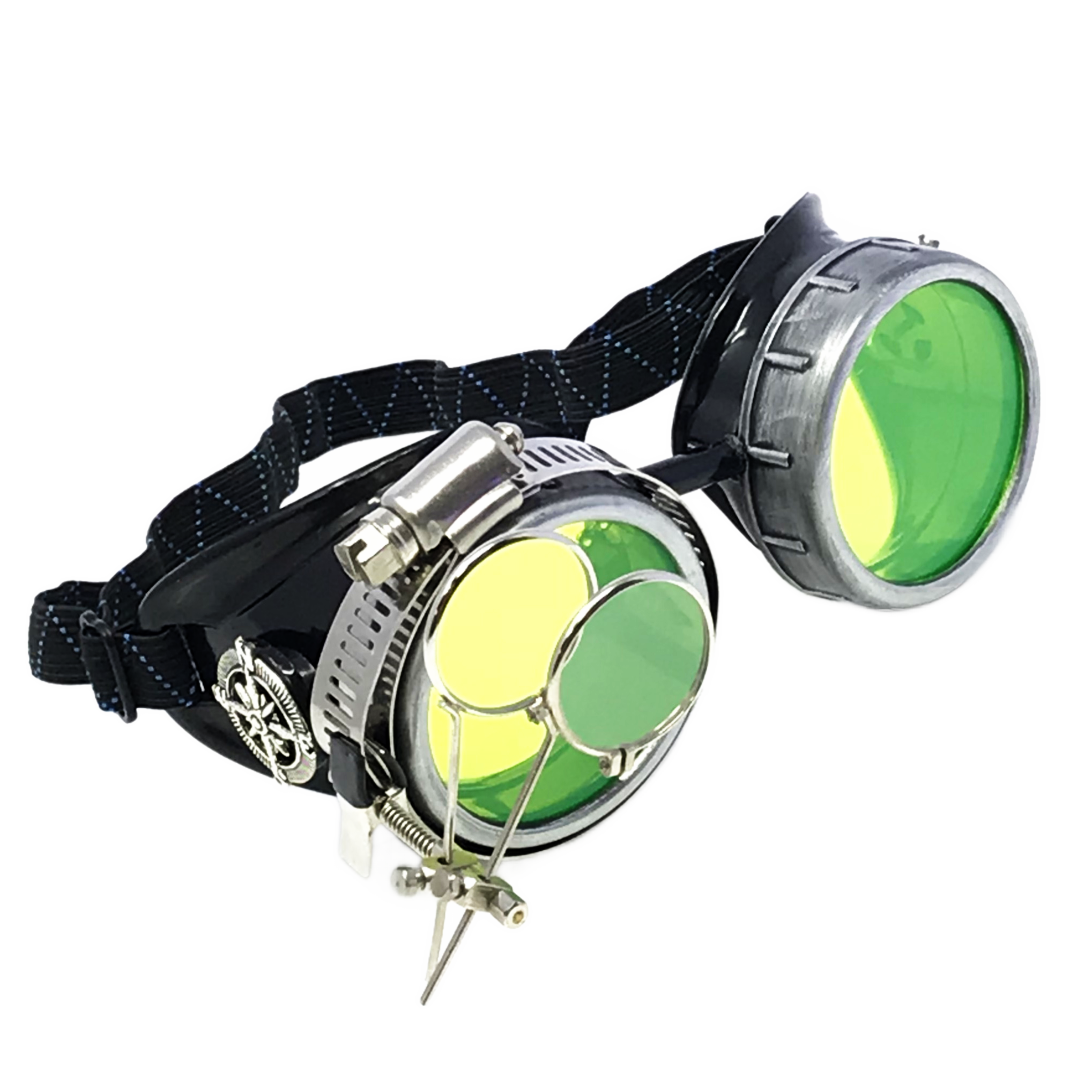 Steampunk Metallic Goggles with magnifying eye loupes pastel goth punk