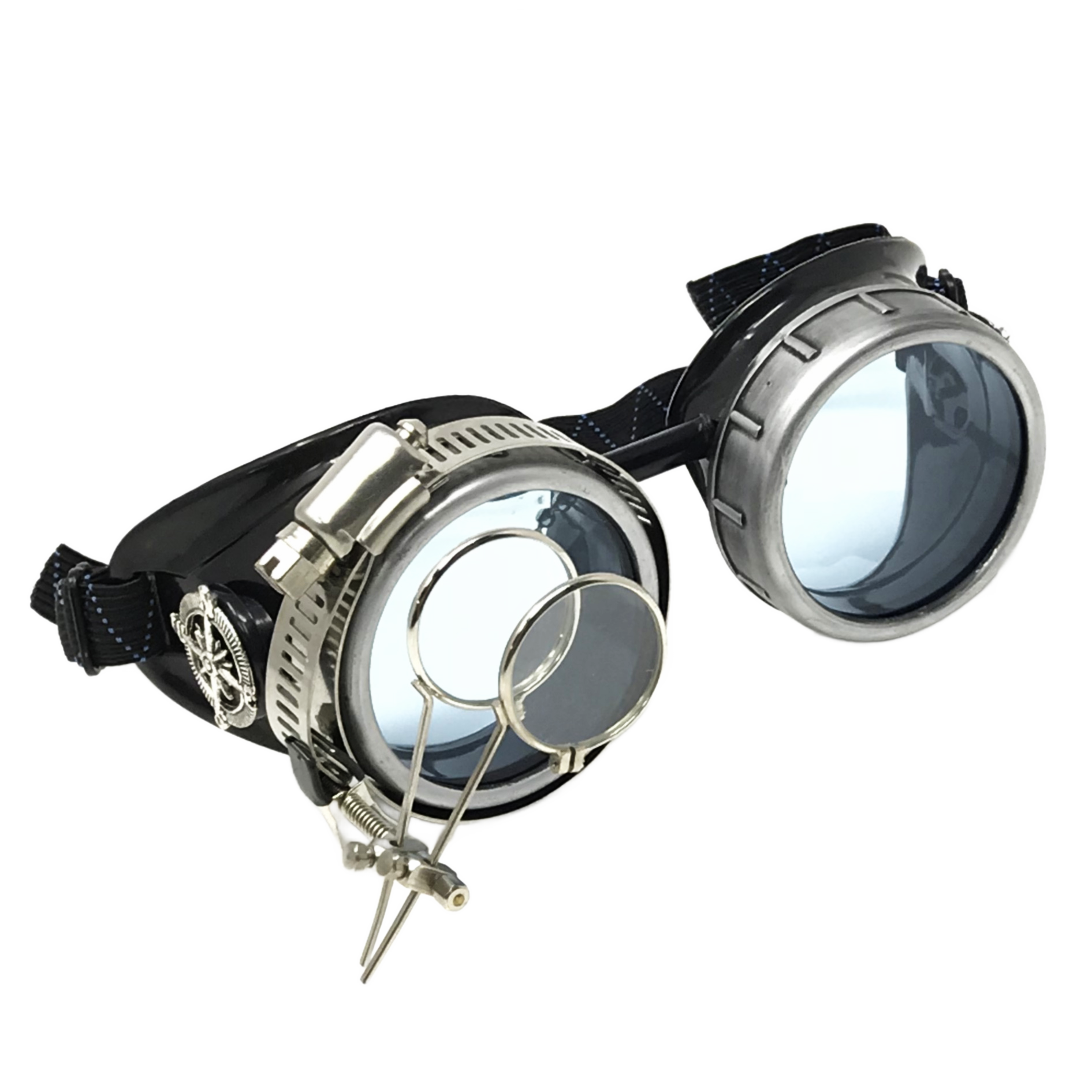 Steampunk Metallic Goggles with magnifying eye loupes pastel goth punk