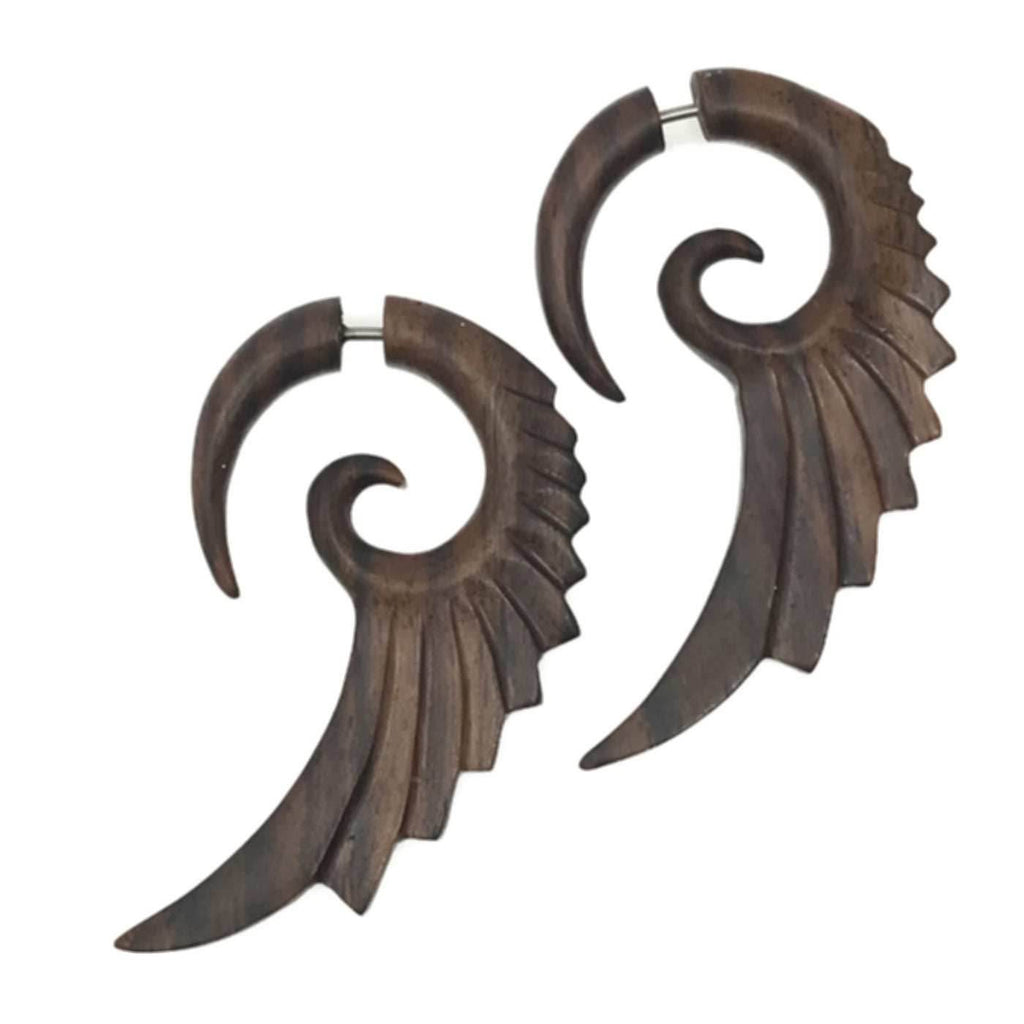 Faux gauge goth fairy wings earring - 