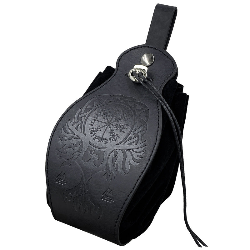 Beautiful 5-Piece Leather DND Dice Tray & Drawstring Pouch Set for RPG Games. A Perfect Gift for Gamers.