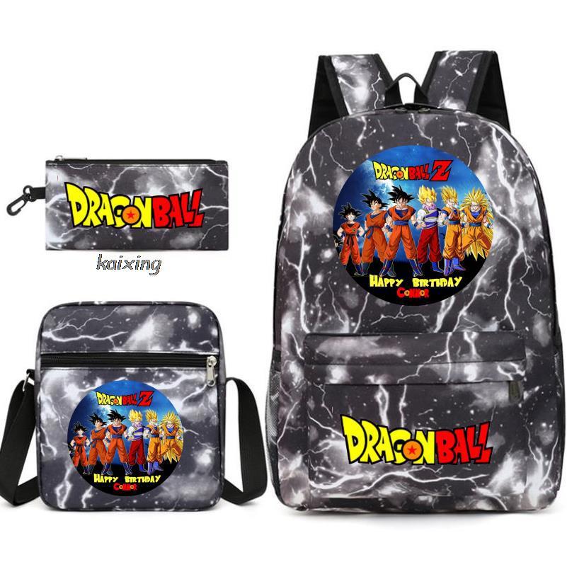 Dragon Ball Backpack Student Shoulder Bag Travel Bag 3-Piece Set