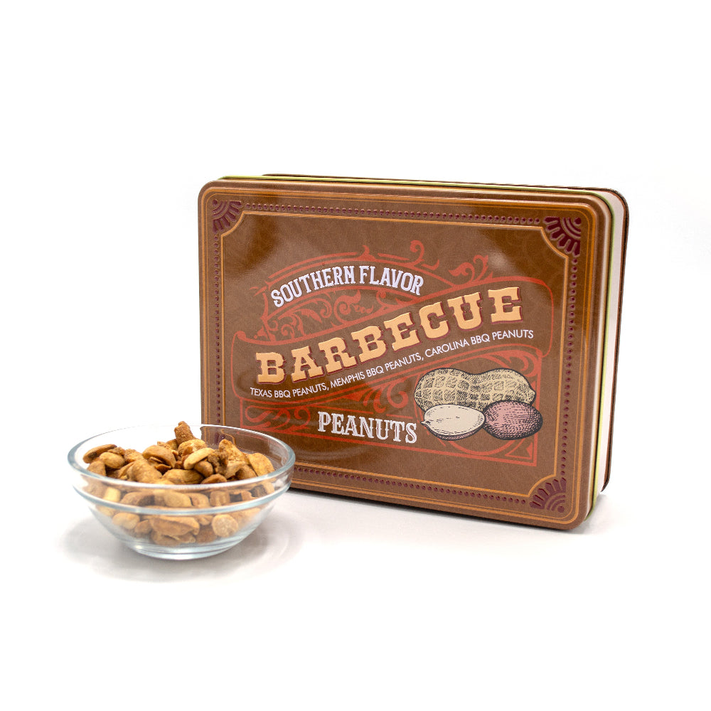 Southern BBQ Peanuts Men's Gift Tin – 3 Gourmet BBQ Flavors | Texas, Memphis & Carolina Peanuts