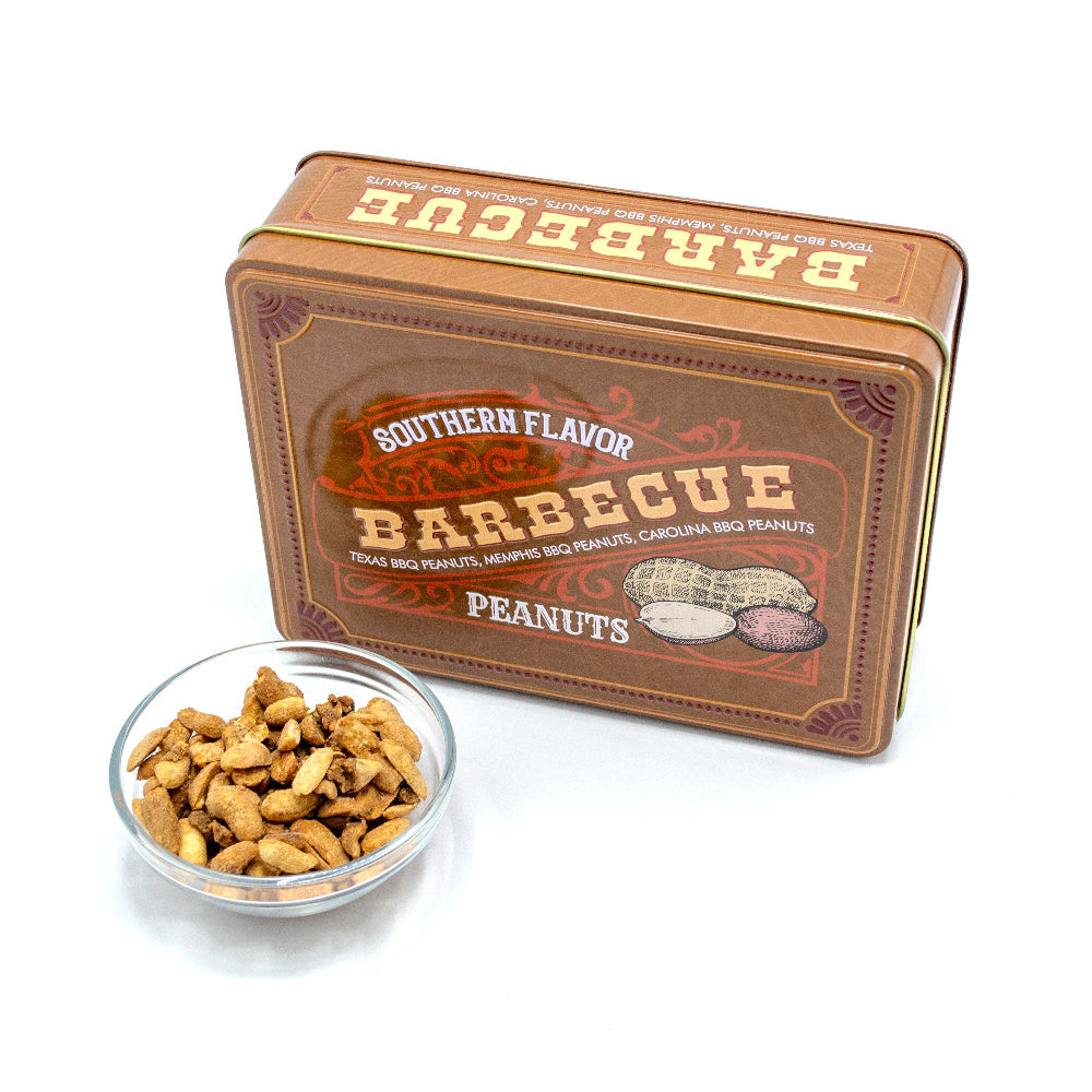 Southern BBQ Peanuts Men's Gift Tin – 3 Gourmet BBQ Flavors | Texas, Memphis & Carolina Peanuts