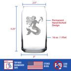 Mermaid Beer Can Pint Glass - Fun Mermaids Themed Decor and Gifts for Beach Lovers - 16 Oz Glasses