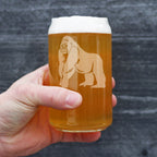 Gorilla Beer Can Pint Glass - Fun Wild Animal Themed Decor and Gifts for Lovers of Apes and Monkeys - 16 Oz Glasses
