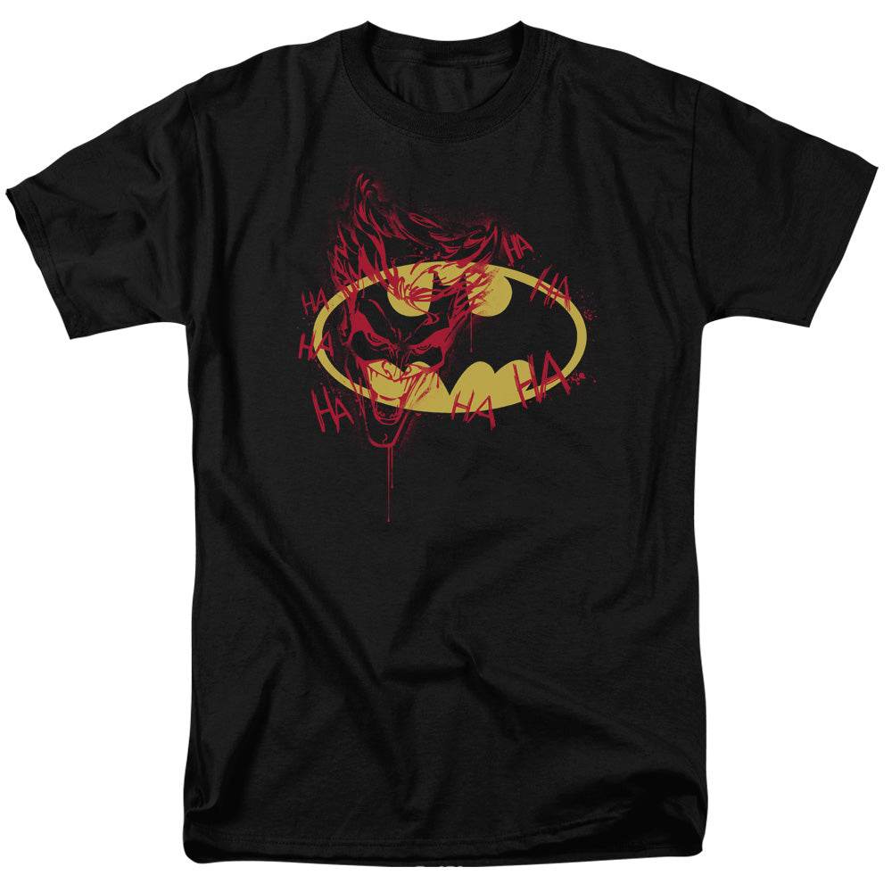 Batman Logo With The Joker Graffiti DC Adult T-Shirt - S
