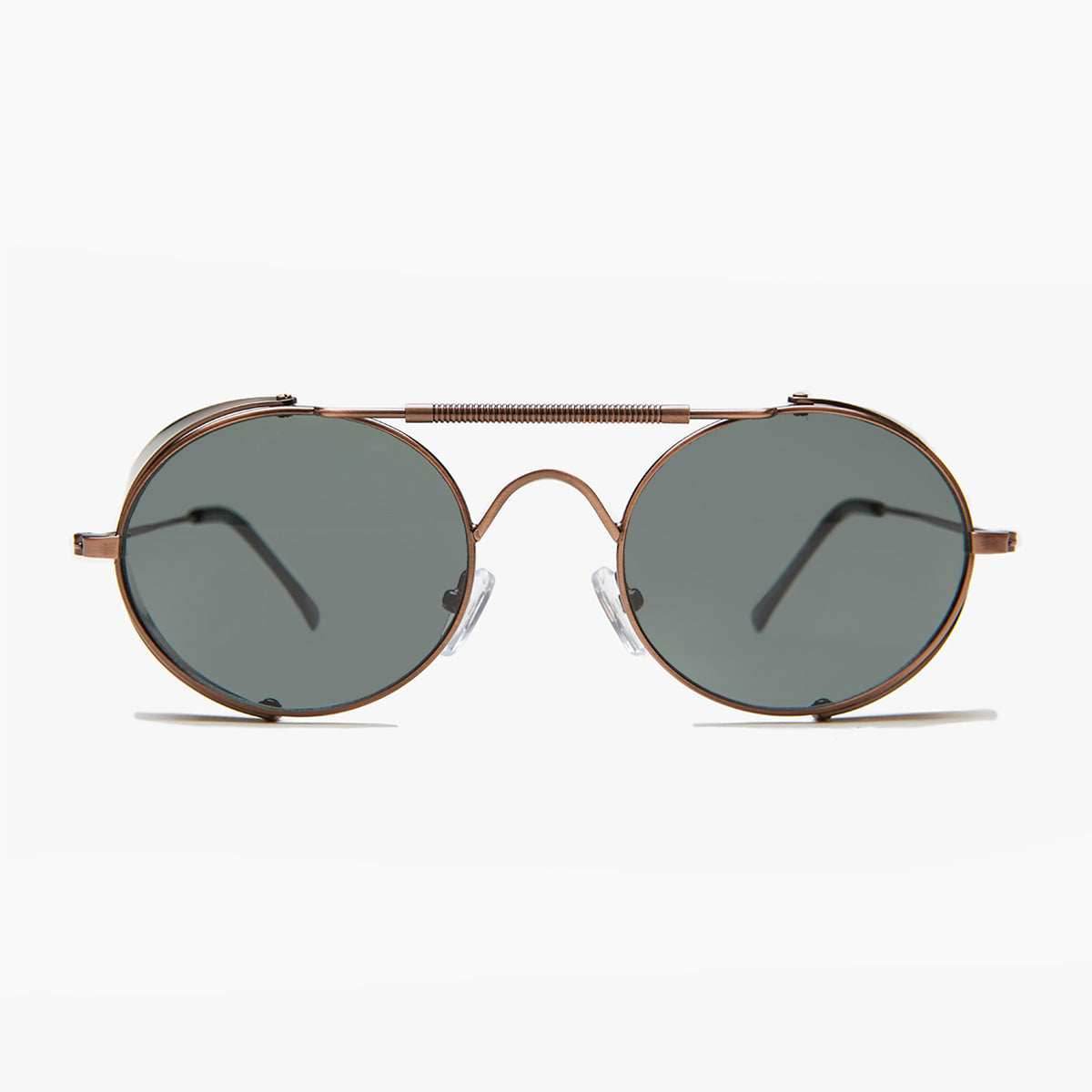 Copper Steampunk Sunglass with Folding Side Shields - Bram 5 - Copper / Brown Lens