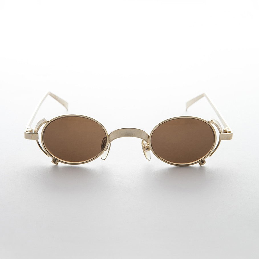 90s Oval Goth Steampunk Vintage Sunglass - Byron