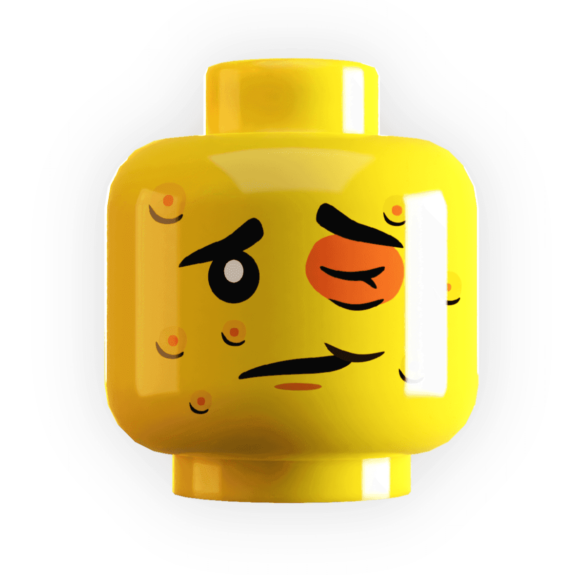 Bee Stings on Minifig Head made using LEGO part - Yellow Flesh
