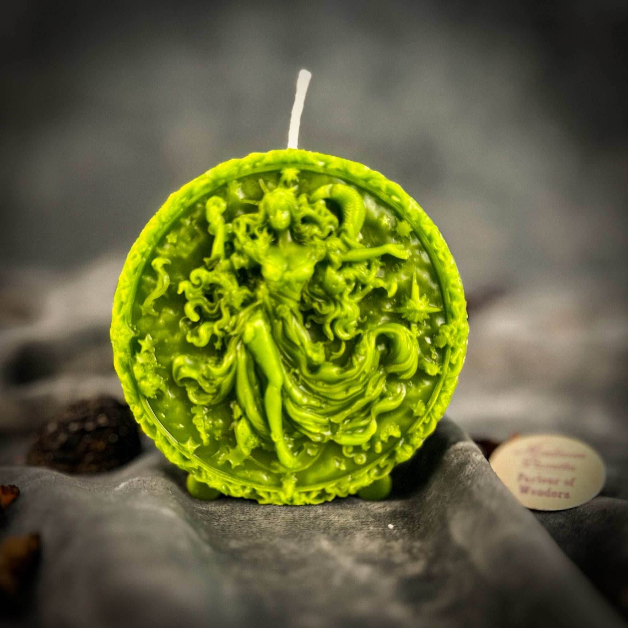 Beeswax Aquarius Water Bearer Zodiac Spell Candle - Green (Prosperity)