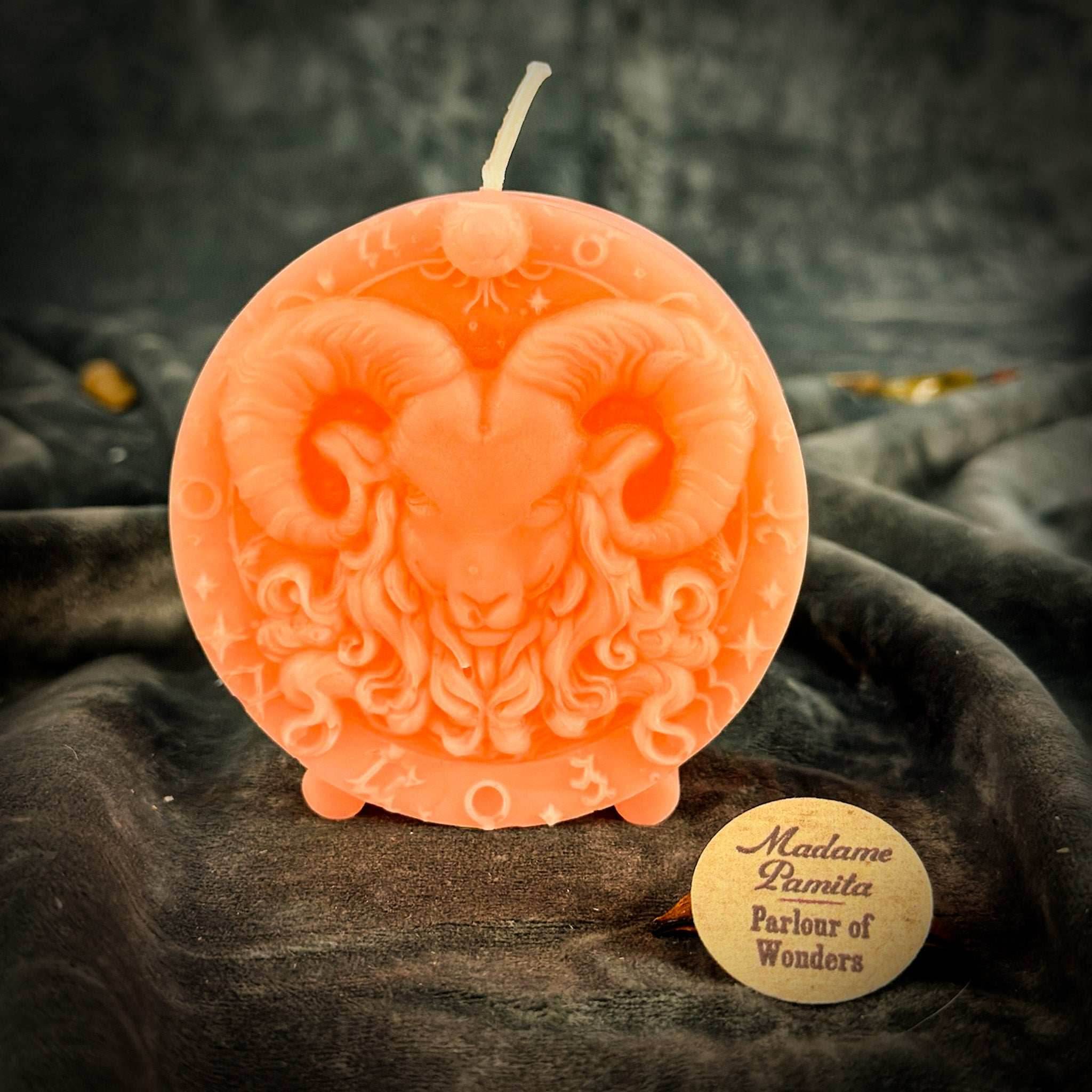 Beeswax Aries Ram Zodiac Spell Candle - Pink (Romance)
