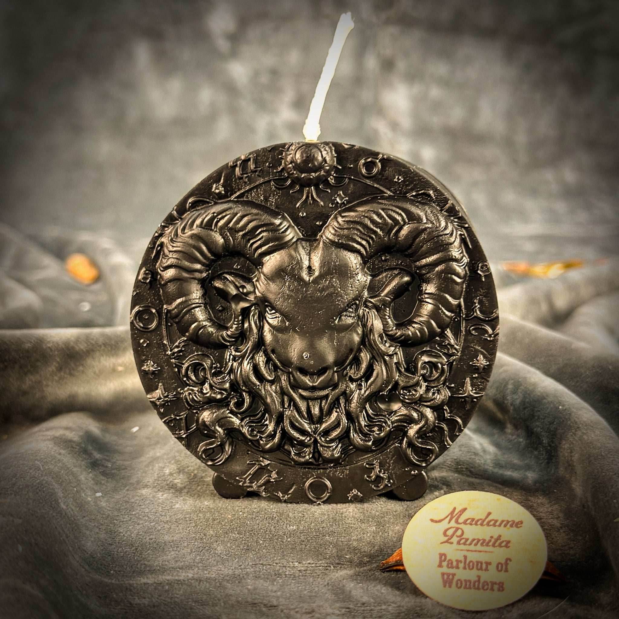 Beeswax Aries Ram Zodiac Spell Candle - Black (Protection)