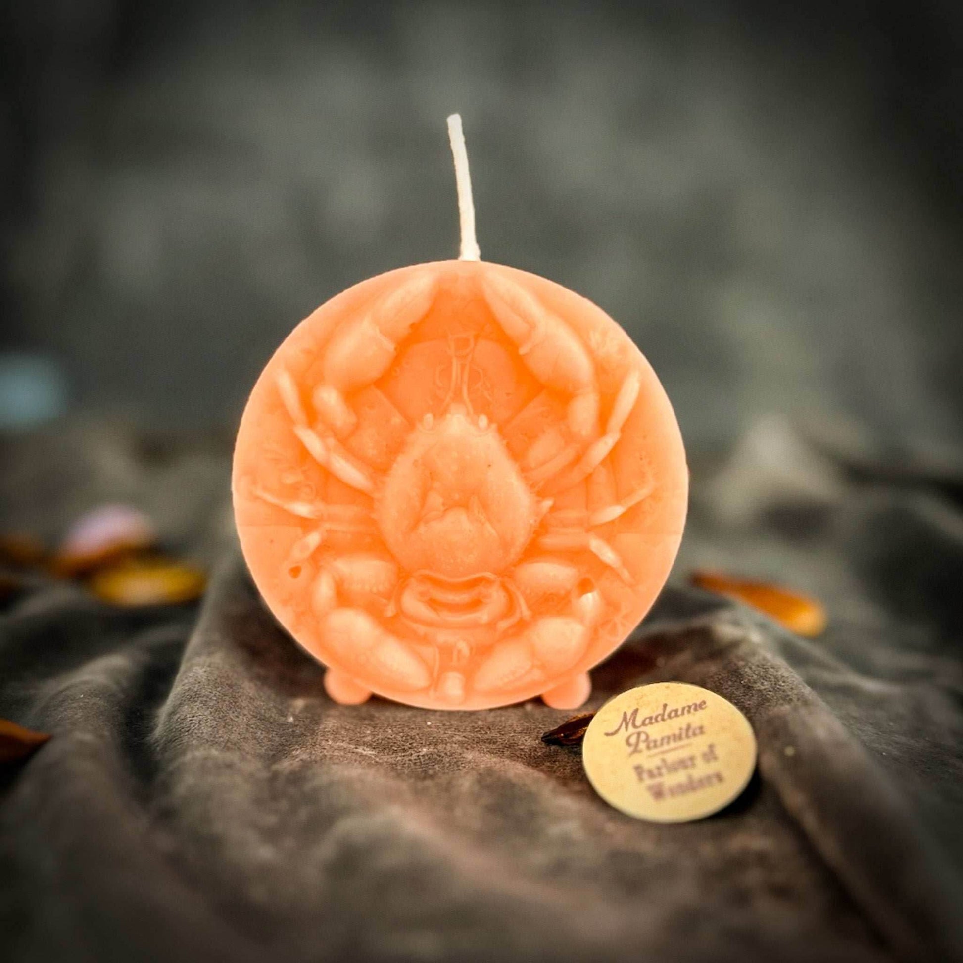 Beeswax Cancer Crab Zodiac Spell Candle - Pink (Romance)