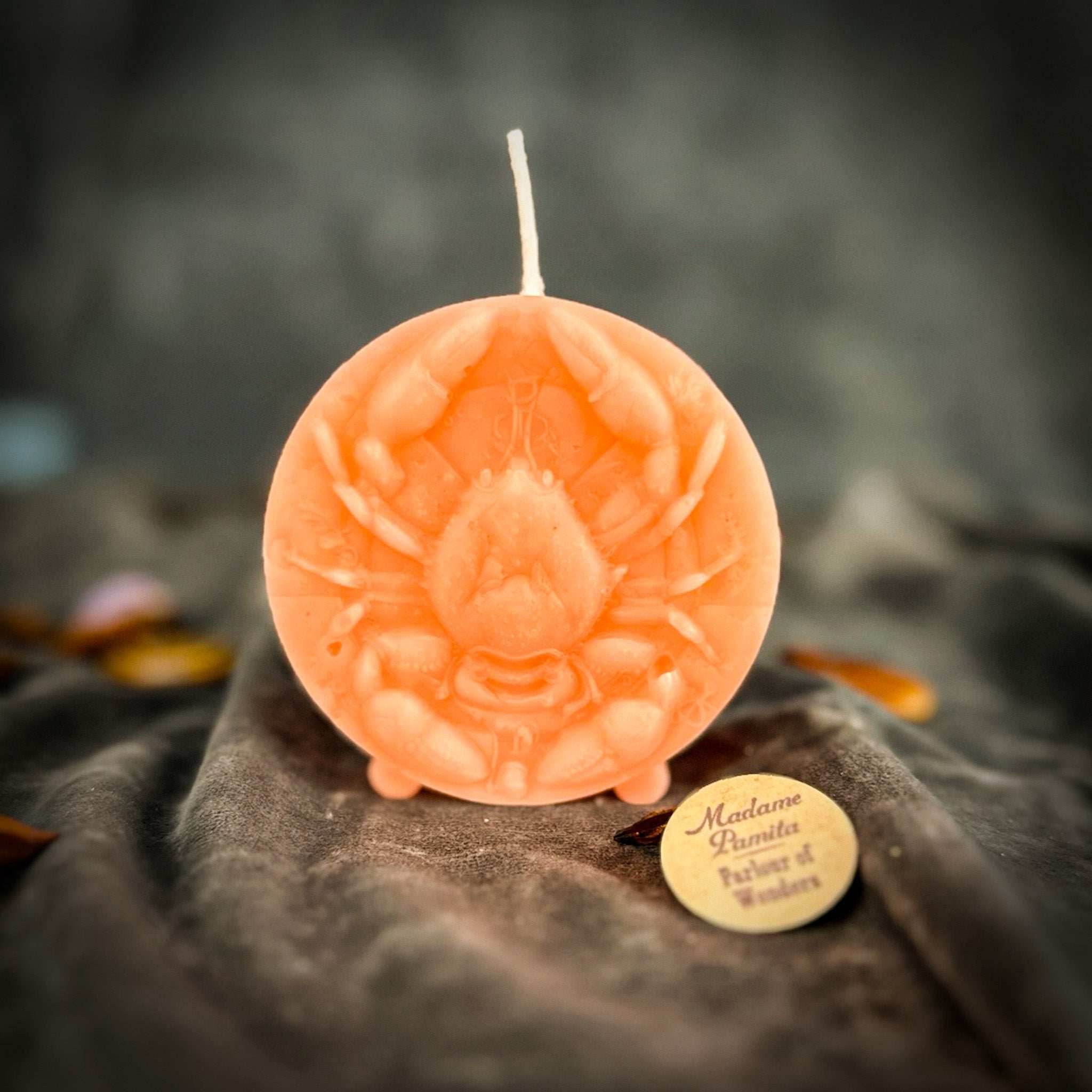 Beeswax Cancer Crab Zodiac Spell Candle - Pink (Romance)