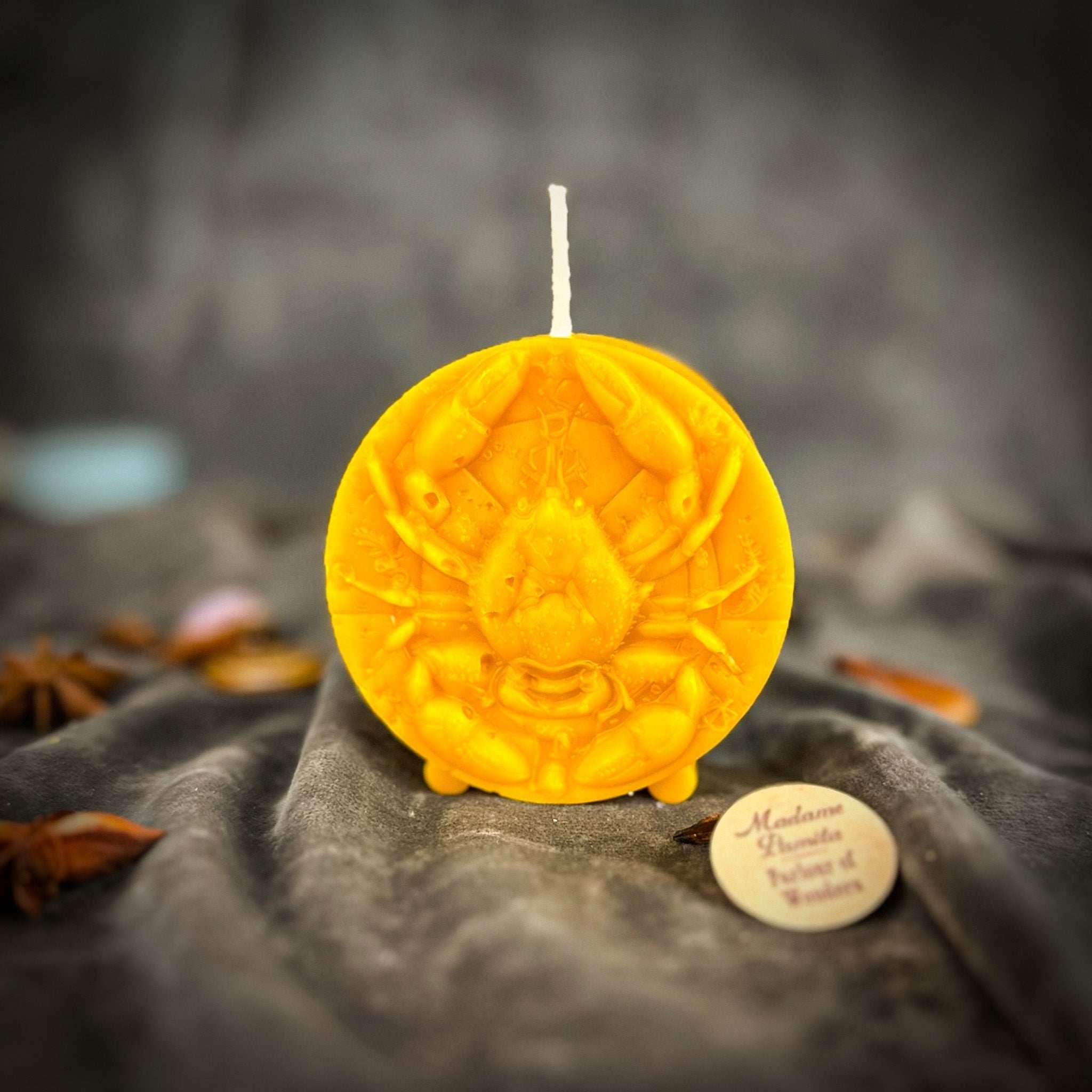 Beeswax Cancer Crab Zodiac Spell Candle - Yellow (Success)