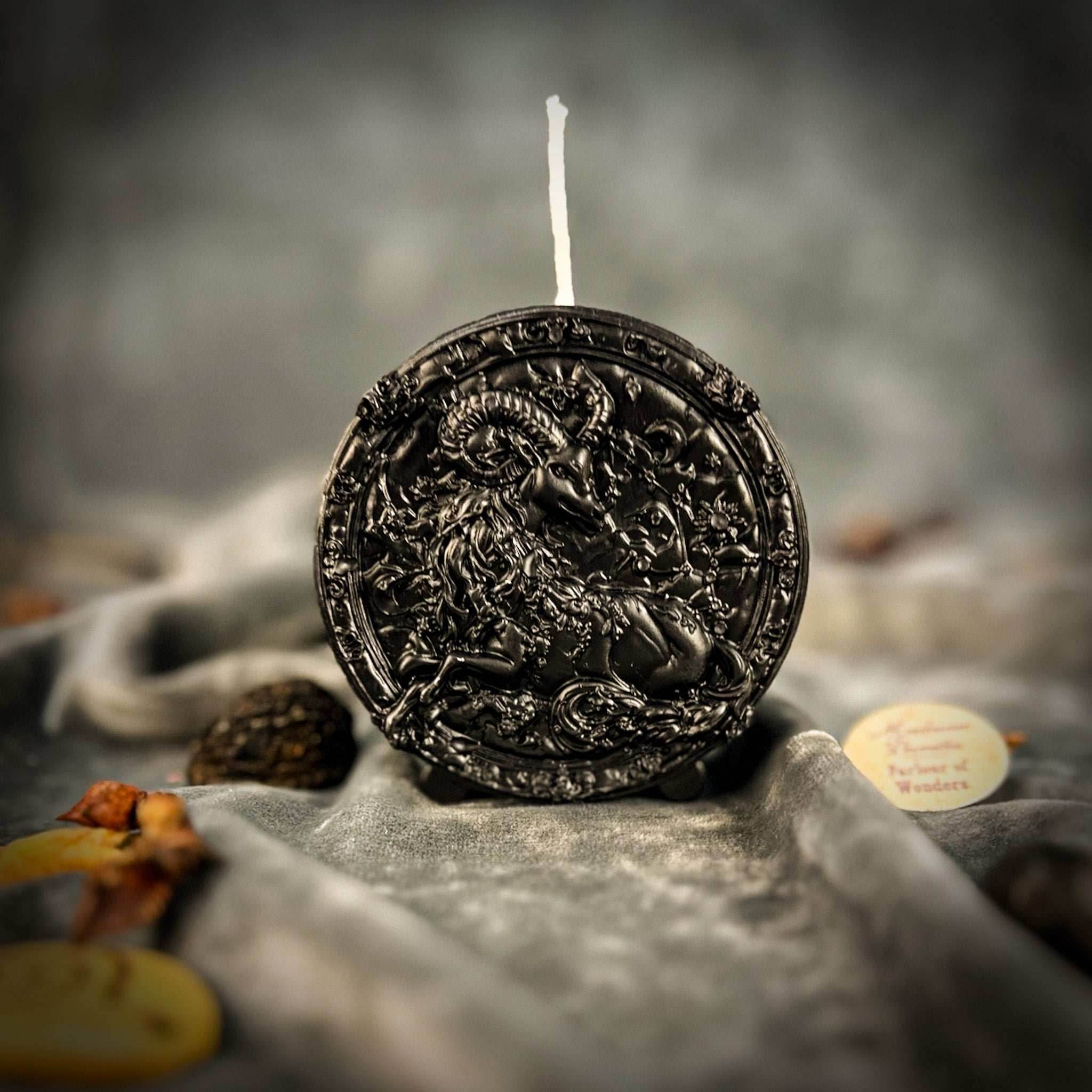 Beeswax Capricorn Goat Zodiac Spell Candle - Black (Protection)