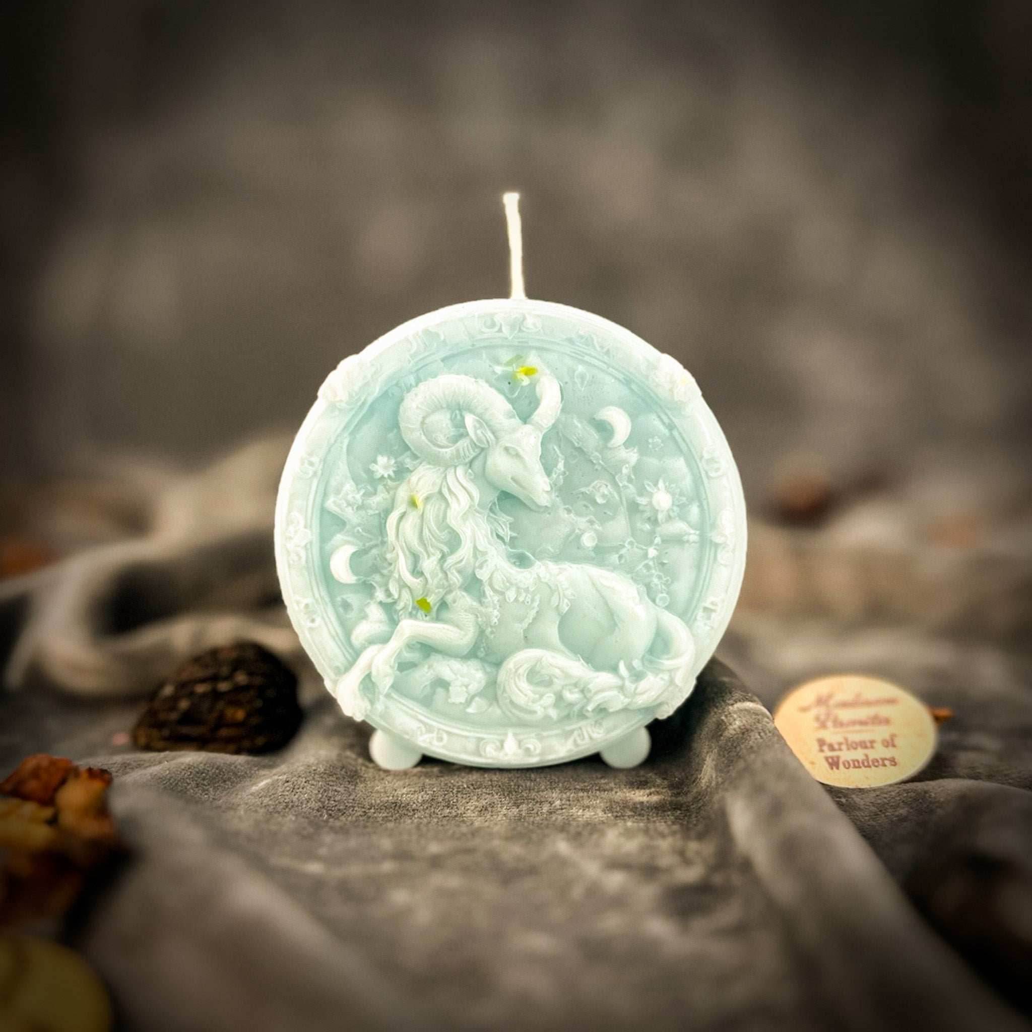 Beeswax Capricorn Goat Zodiac Spell Candle - Blue (Reconciliation)