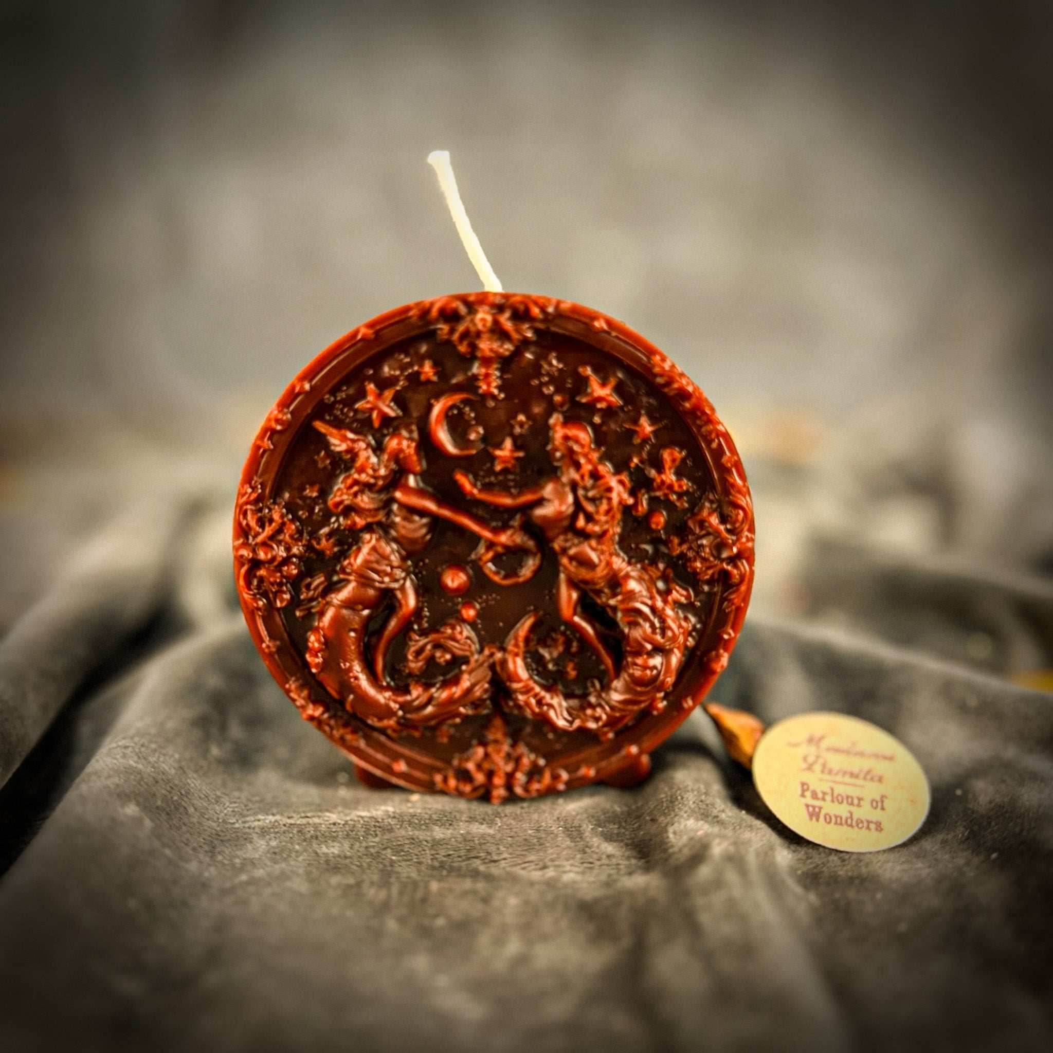 Beeswax Gemini Twins Zodiac Spell Candle - Brown (Grounding)