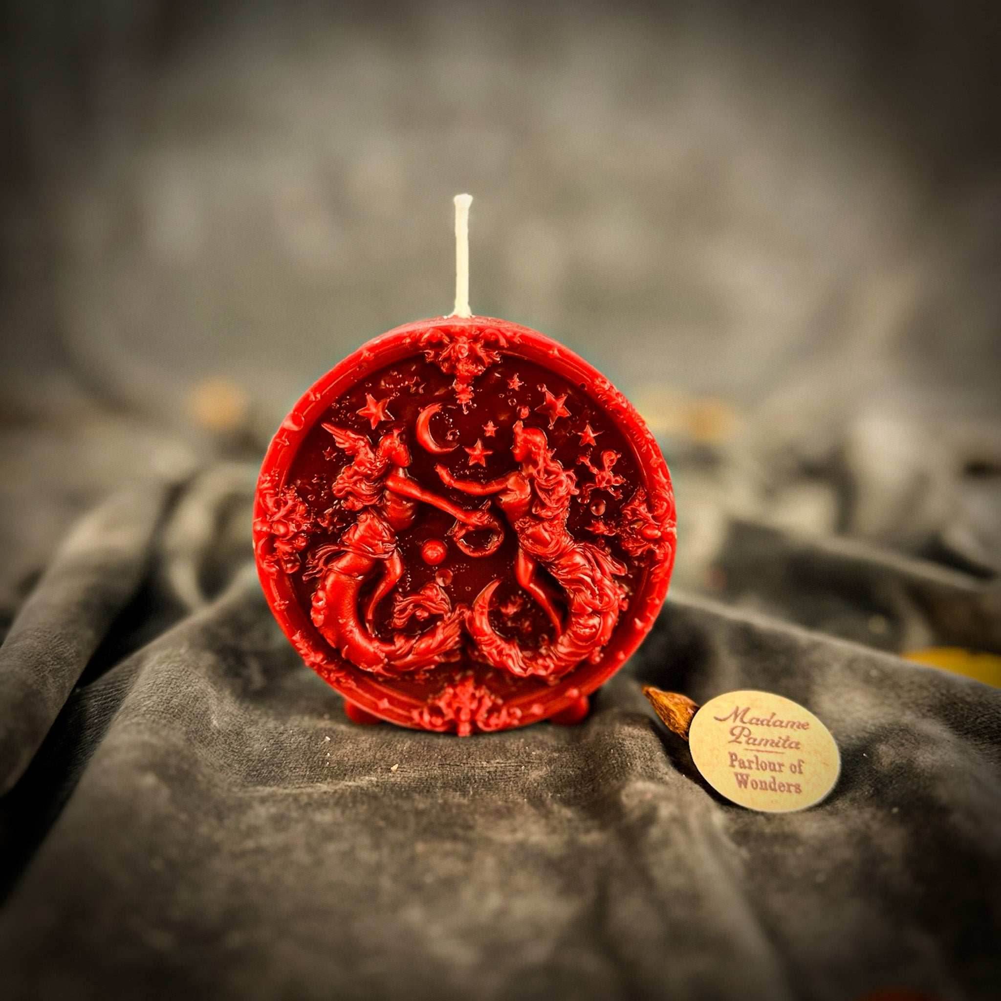 Beeswax Gemini Twins Zodiac Spell Candle - Red (Passion)