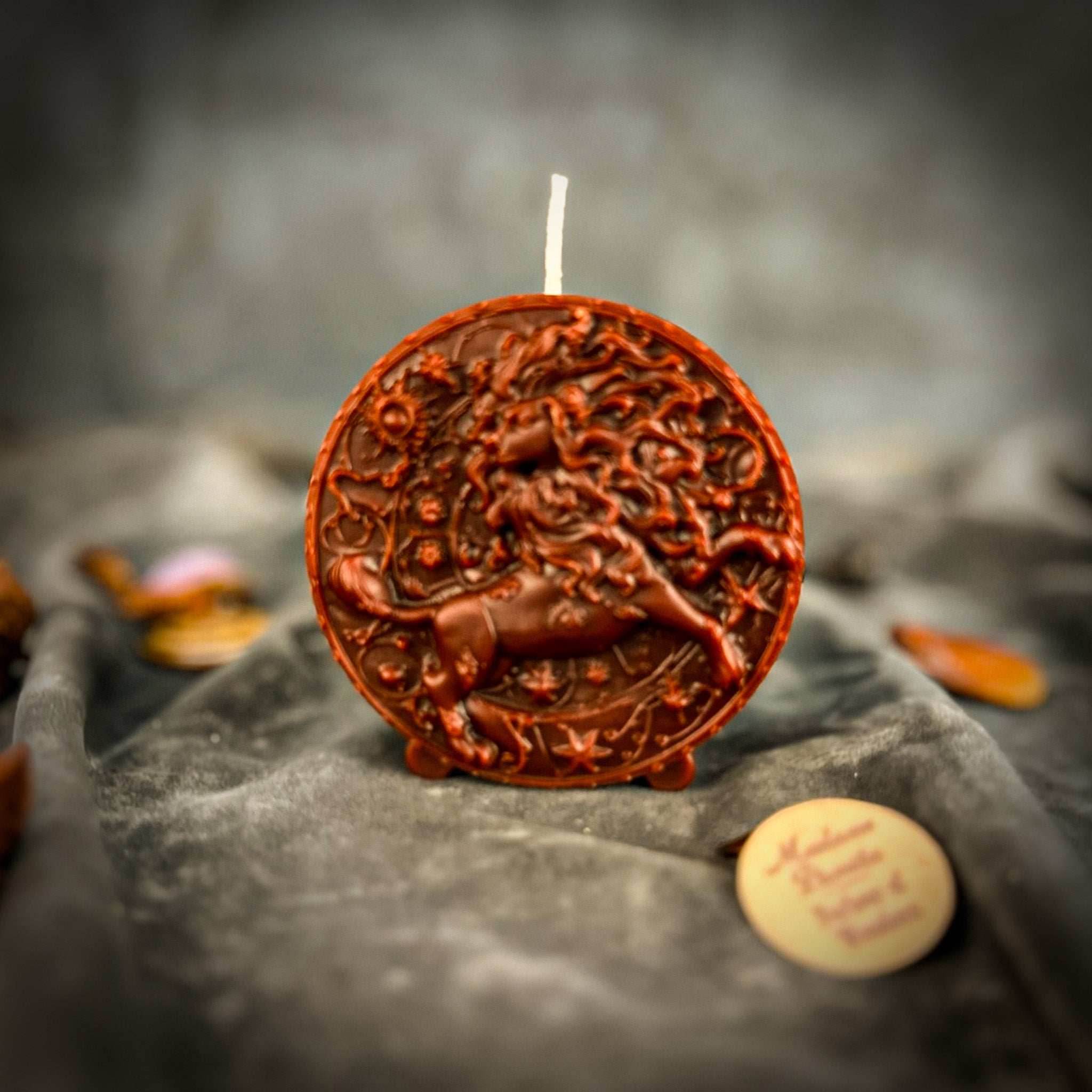 Beeswax Leo Lion Zodiac Spell Candle - Brown (Grounding)