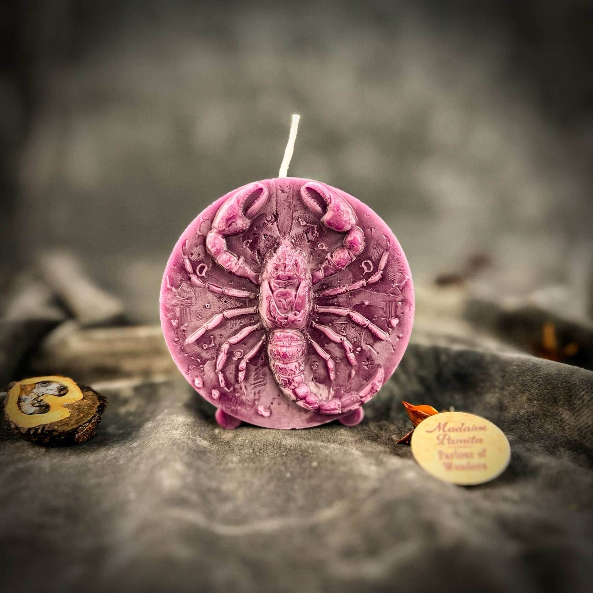 Beeswax Scorpio Scorpion Zodiac Spell Candle - Purple (Power)