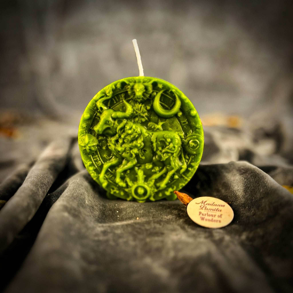 Beeswax Taurus Bull Zodiac Spell Candle - Green (Prosperity)