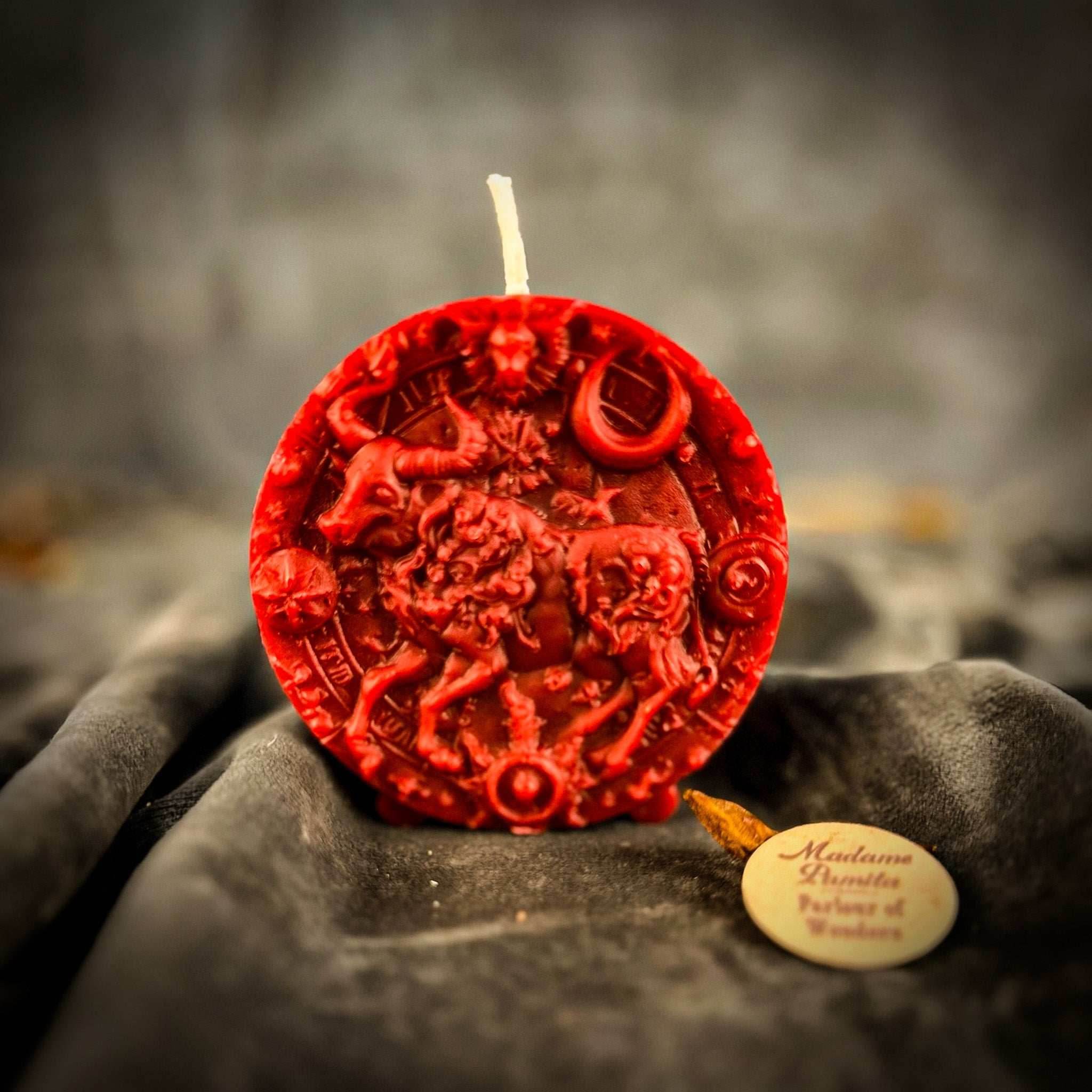 Beeswax Taurus Bull Zodiac Spell Candle - Red (Passion)