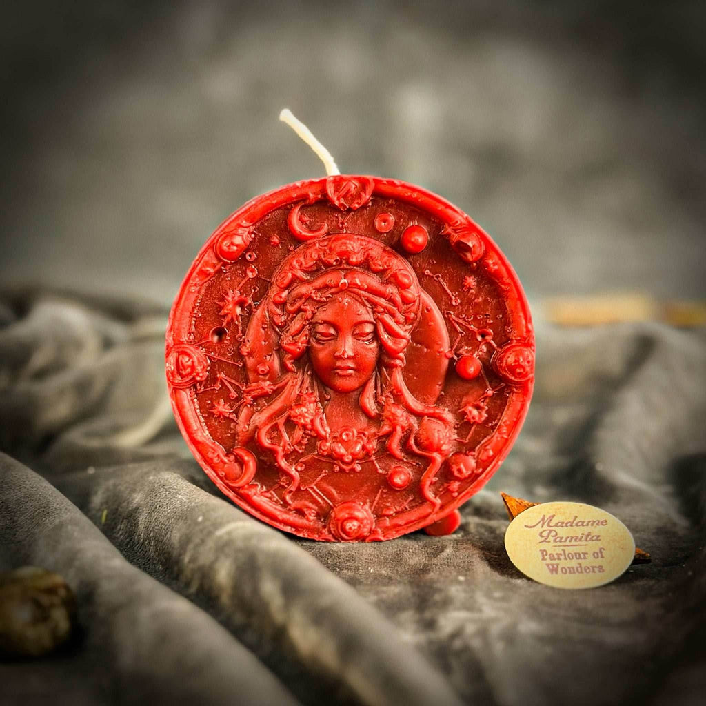 Beeswax Virgo Maiden Zodiac Spell Candle - Red (Passion)