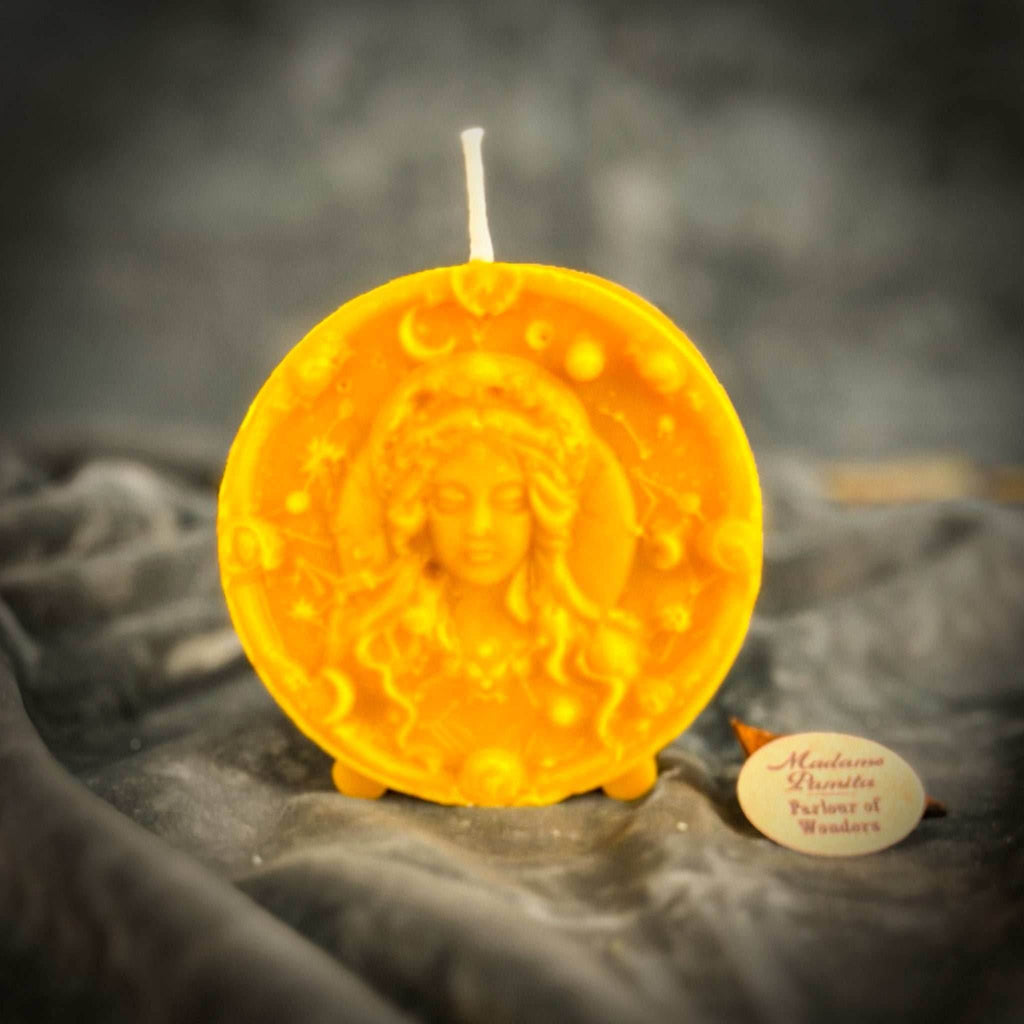 Beeswax Virgo Maiden Zodiac Spell Candle - Yellow (Success)