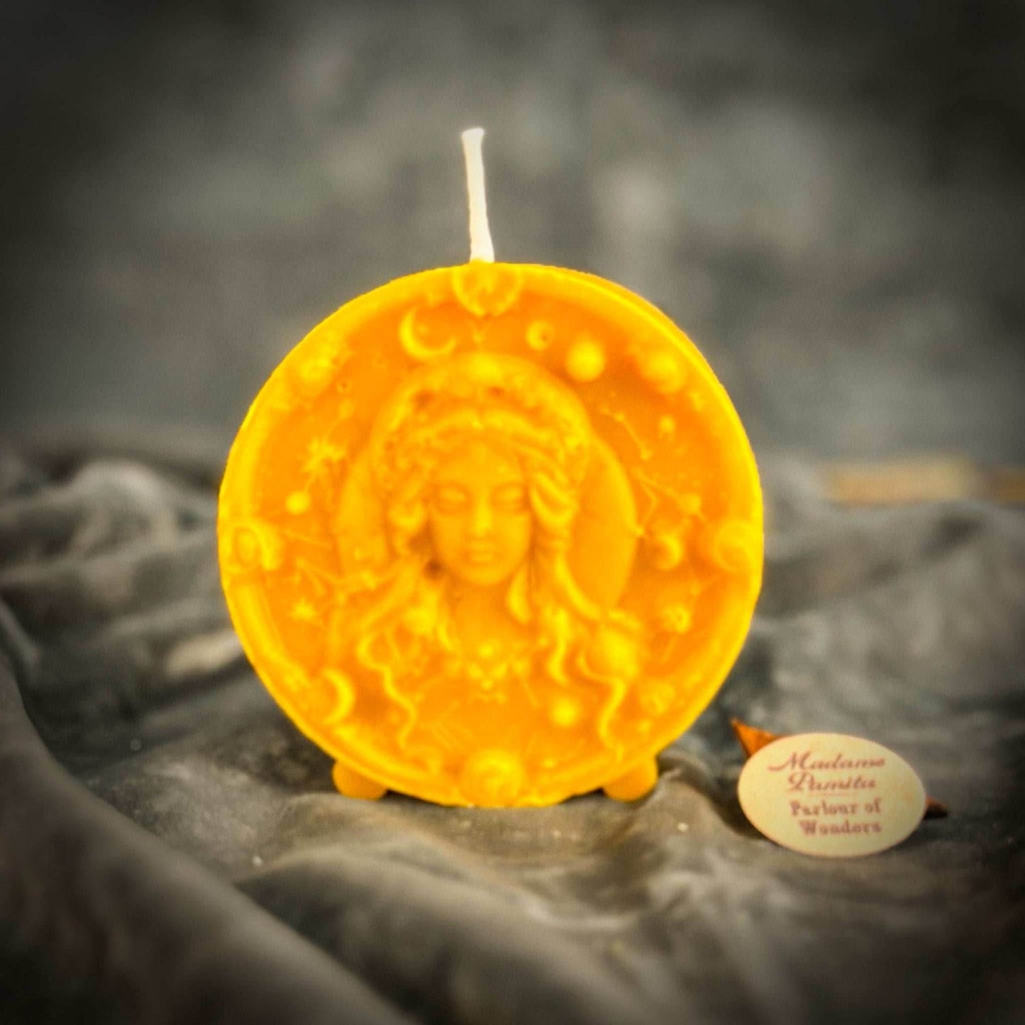 Beeswax Virgo Maiden Zodiac Spell Candle - Yellow (Success)