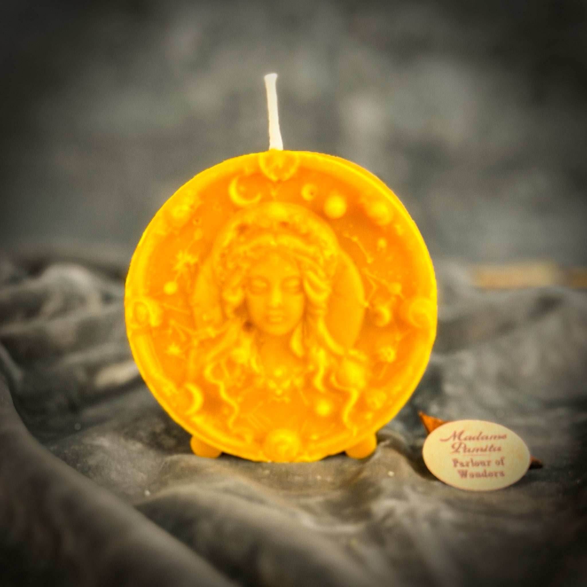 Beeswax Virgo Maiden Zodiac Spell Candle - Yellow (Success)