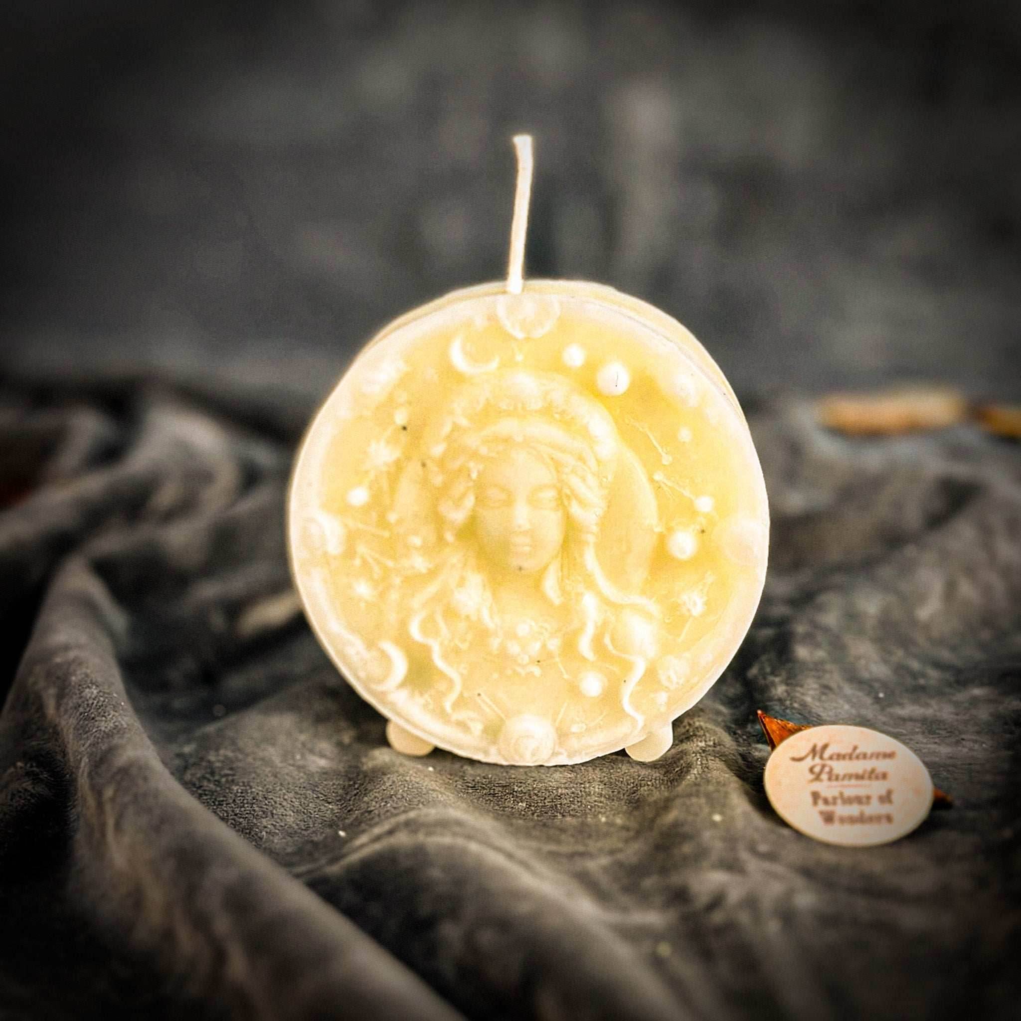 Beeswax Virgo Maiden Zodiac Spell Candle - White (Blessing)