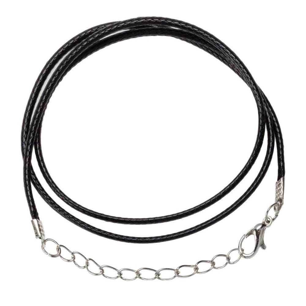 Black Braided Rope Necklace with Lobster Claw Clasp - 